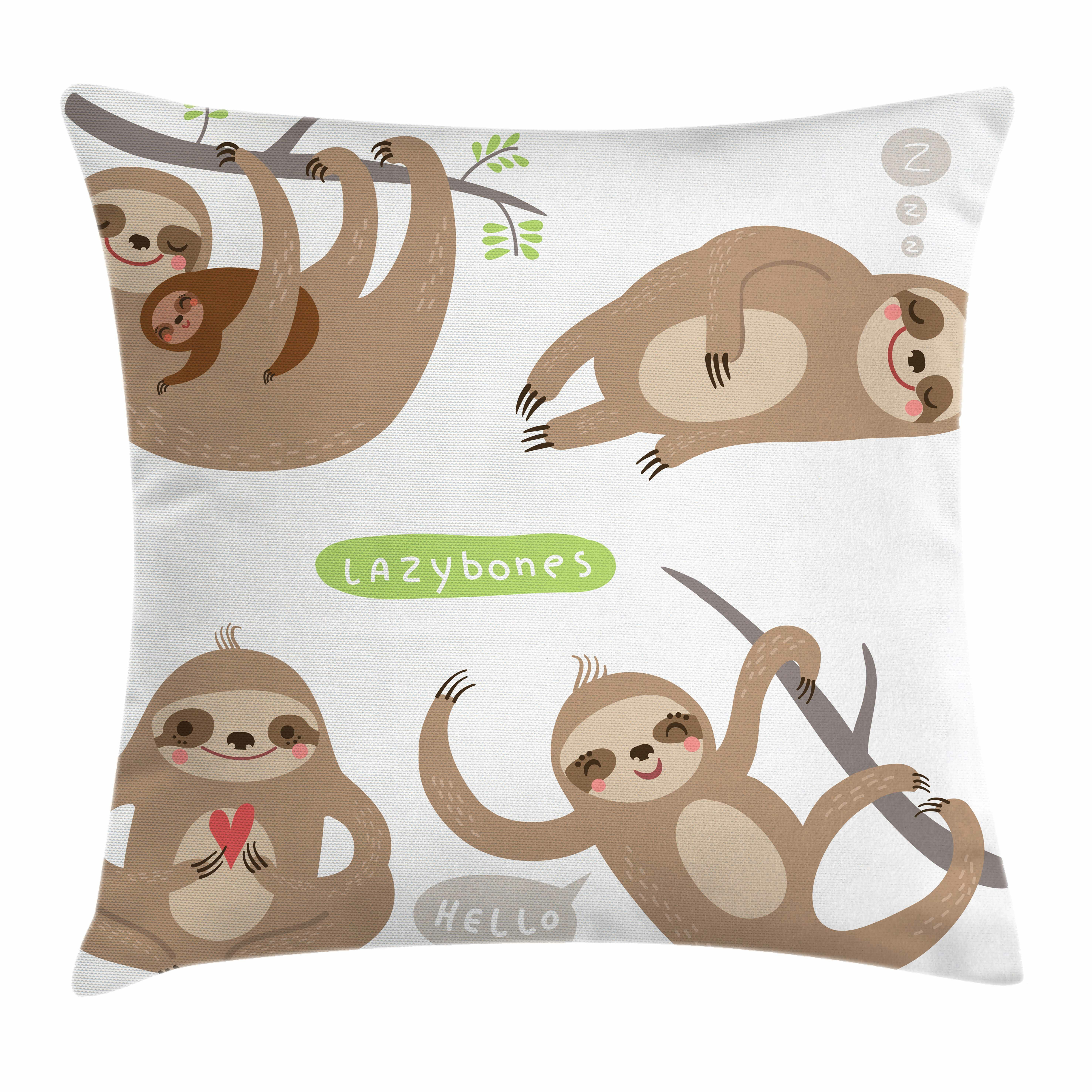 sloth pillow cover