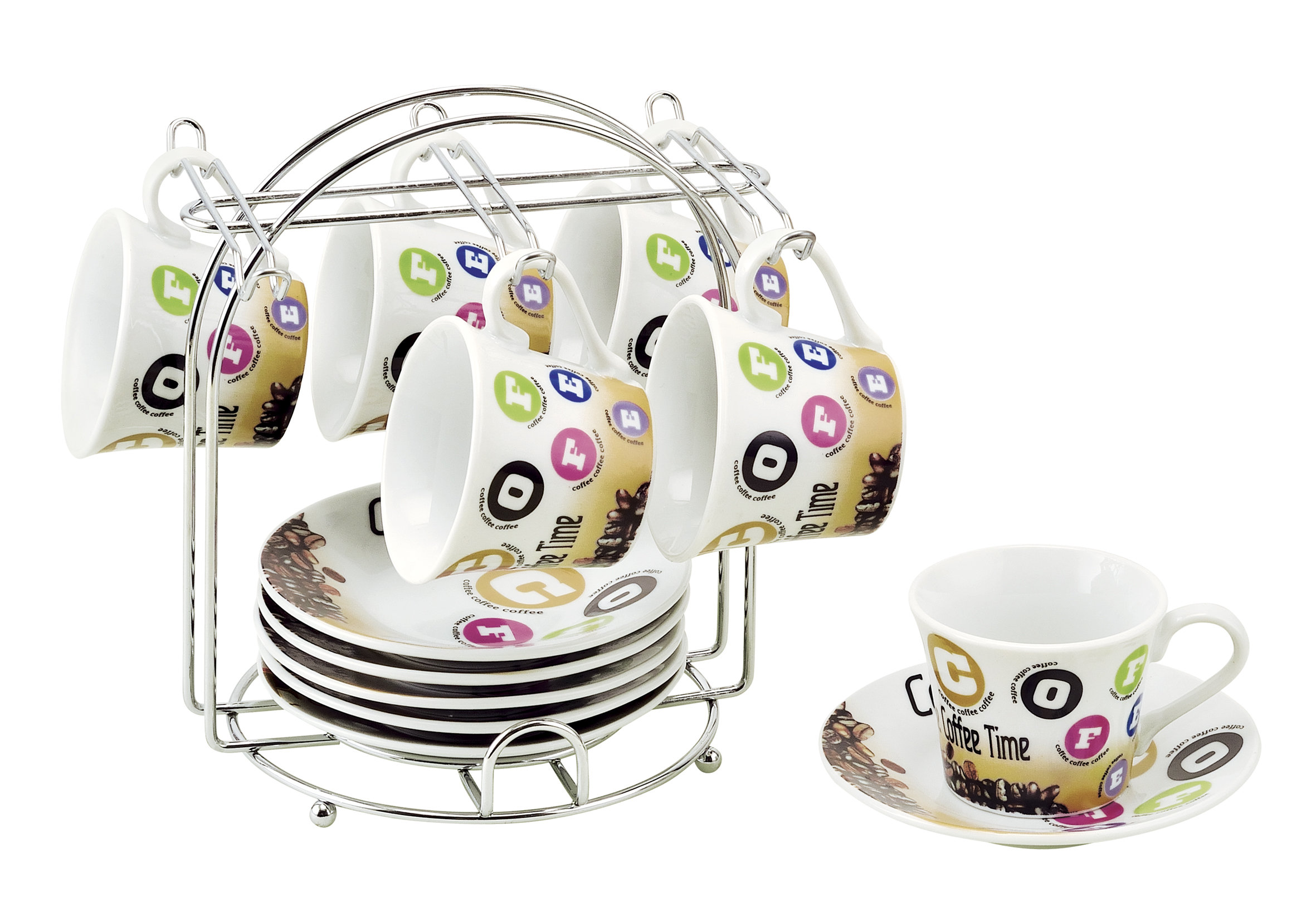 Lorren Home Trends Espresso Cup And Saucer Set With Metal Stand Lorren Home Trends Espresso Cup And Saucer Set With Metal Stand Wayfair