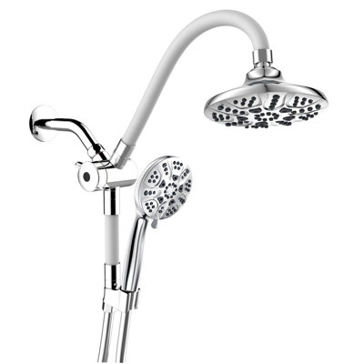 6-Inch Multi Function Dual Shower Head with 2 Flexible Bars