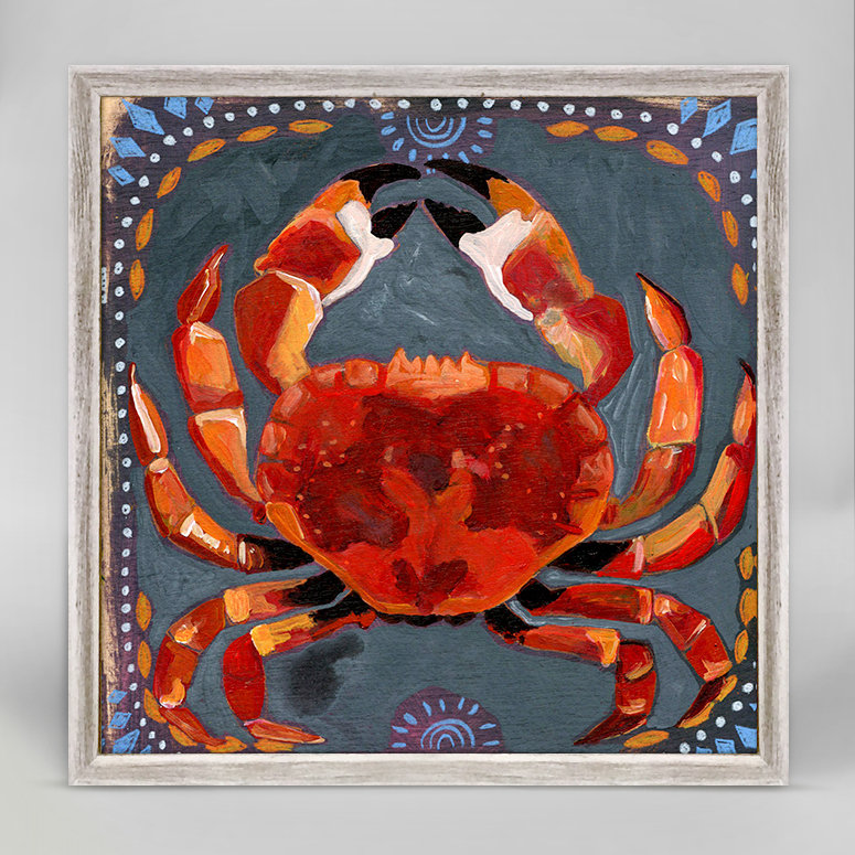 Oopsy Daisy Painted Animals Crab By Jessica Swift Mini Canvas Framed Art Wayfair
