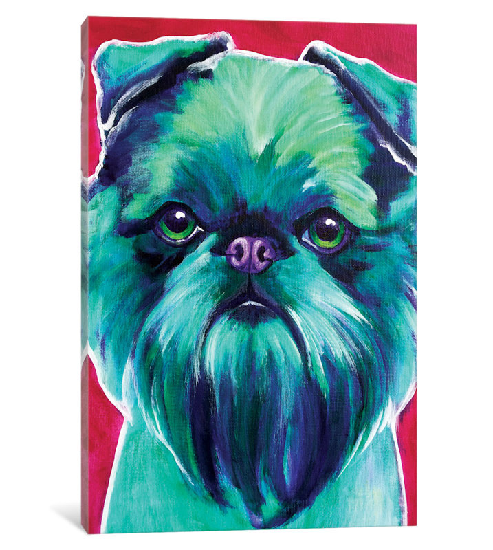 East Urban Home Bottle Green Brussels Griffon Painting Print On Canvas Wayfair