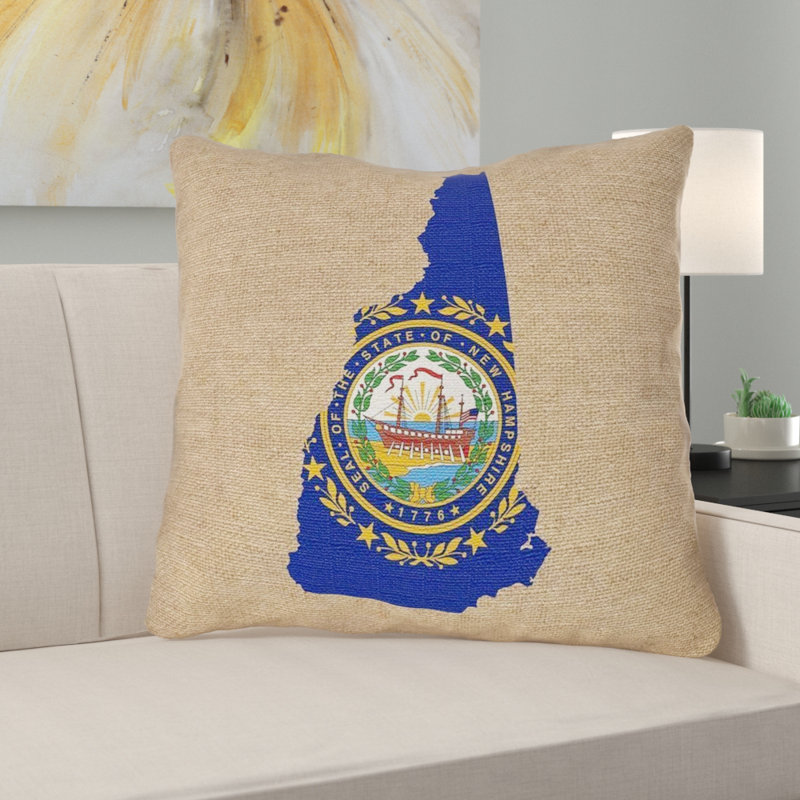 Ebern Designs Fawcett New Hampshire Flag Sepia Pillow In Cotton Twill Double Sided Print Euro Pillow Wayfair