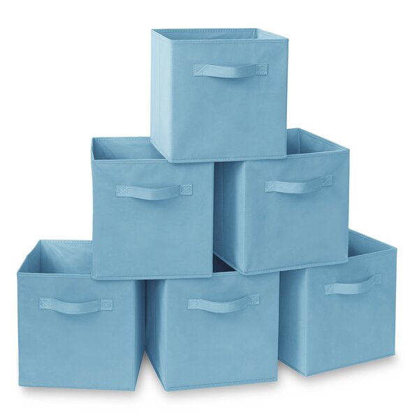 HALF-SIZE COLLAPSIBLE STORAGE BINS 8 PACK CAN BE USED WITH CUBE ORGANIZERS BLUE 