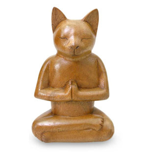 Wooden Cats Statue Wayfair