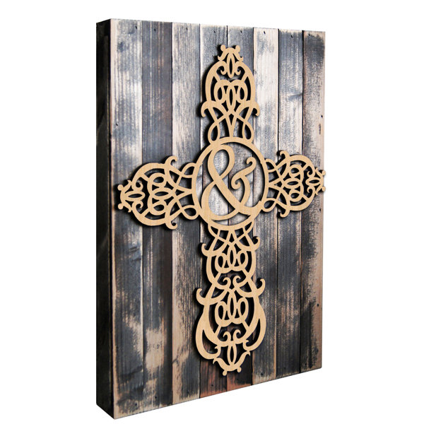 Amonogramartunlimited Cross Mounted On Rustic Wooden Board Wall