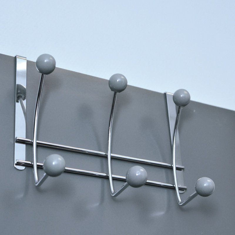 2 Pearly Grey Over the Door 3 Prong Closet Coat Clothes Towel Swivel Hook Hanger
