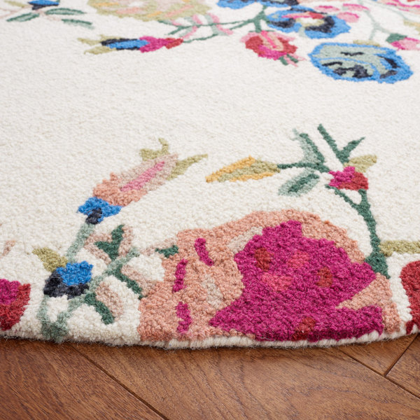 Red Barrel Studio® Delmarie Handmade Ivory/Pink/Red Rug & Reviews | Wayfair