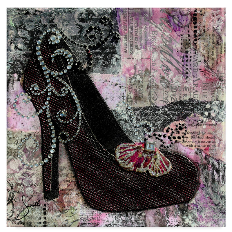 Trademark Art Pretty In Purple Black Heels Acrylic Painting