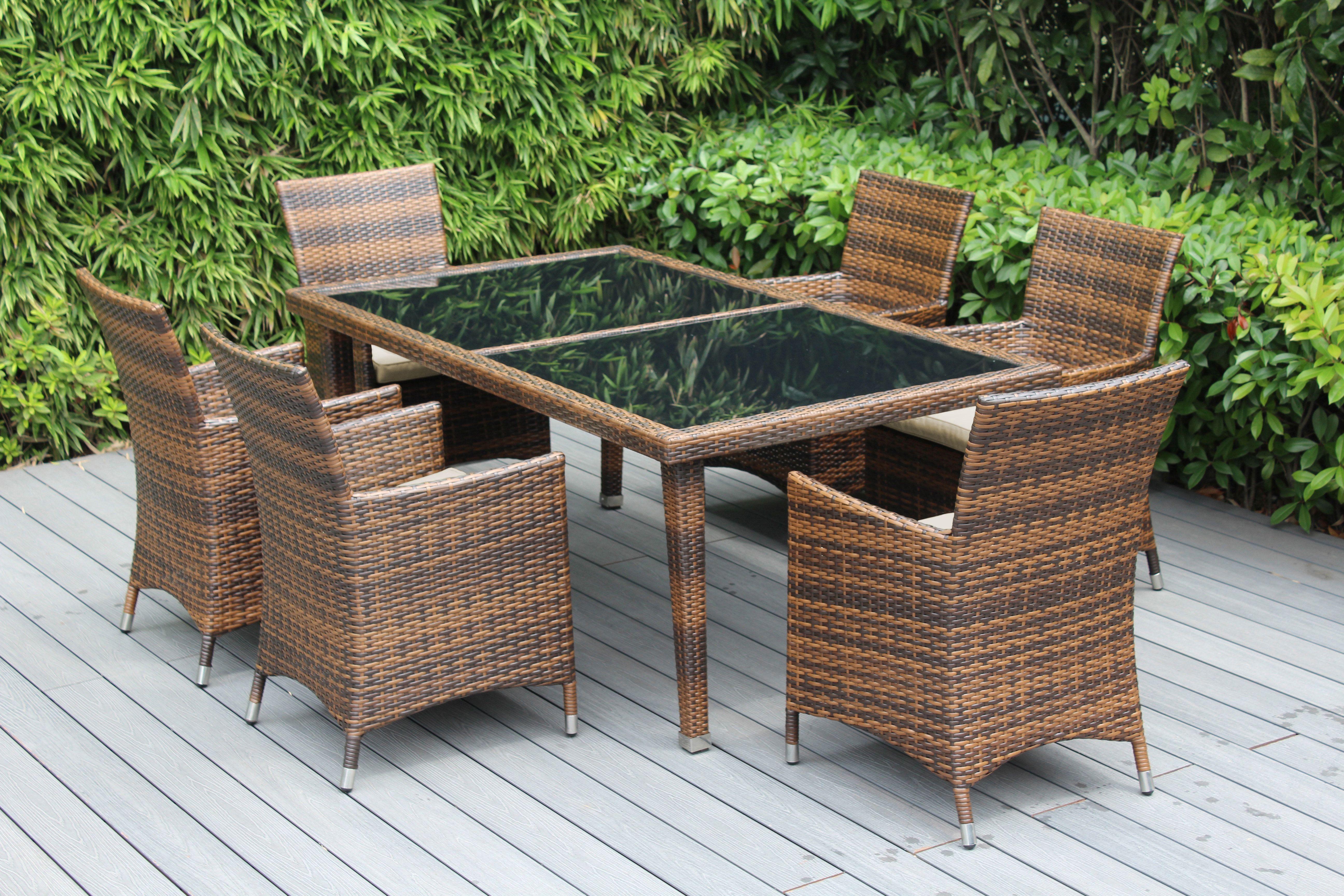 Ohana Depot Ohana Rectangular 6 Person 70 Long Dining Set With Cushions Wayfair
