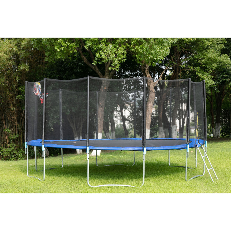 H J Wedoo 179 Round Backyard Trampoline With Safety Enclosure Wayfair Exclusive Wayfair