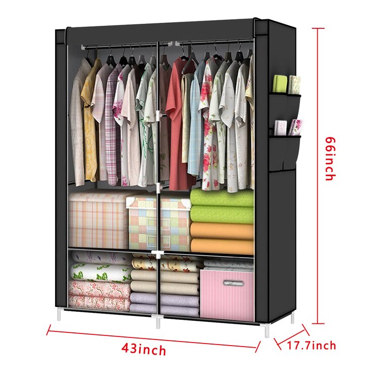 69 Portable Closet Storage Holder Clothes Wardrobe 4 Layer Space Saving 