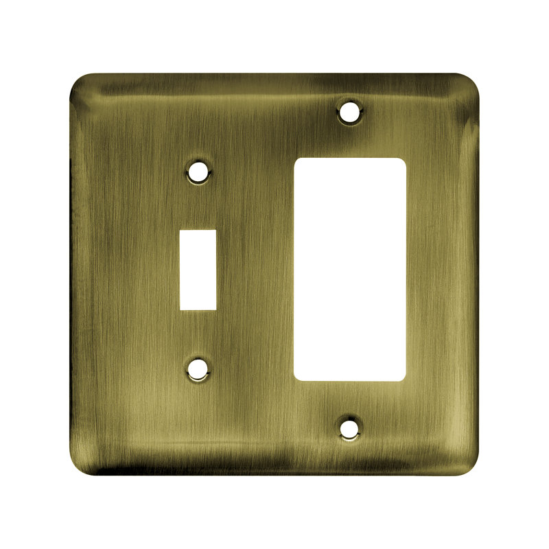 Stamped Round 2 Gang Toggle Light Switch Rocker Combination Wall Plate