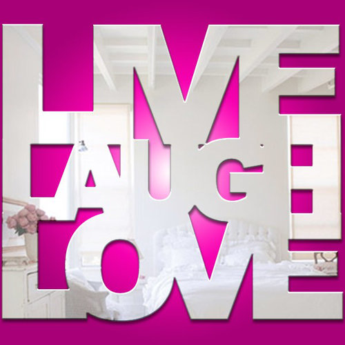 Live Laugh Love Mirror East Urban Home Size: 45 cm H x 45 cm W x 0.3 cm D