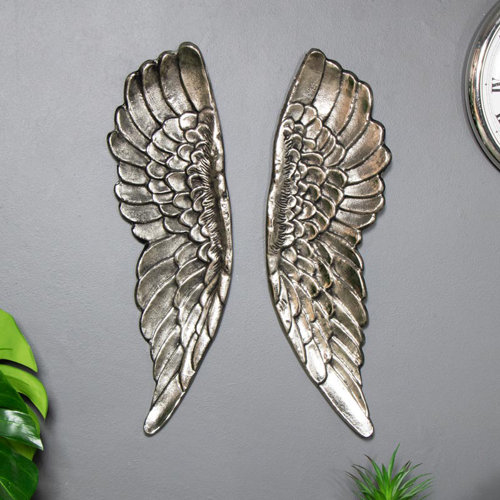 Angel Wings Wall Décor Canora Grey Finish: Silver