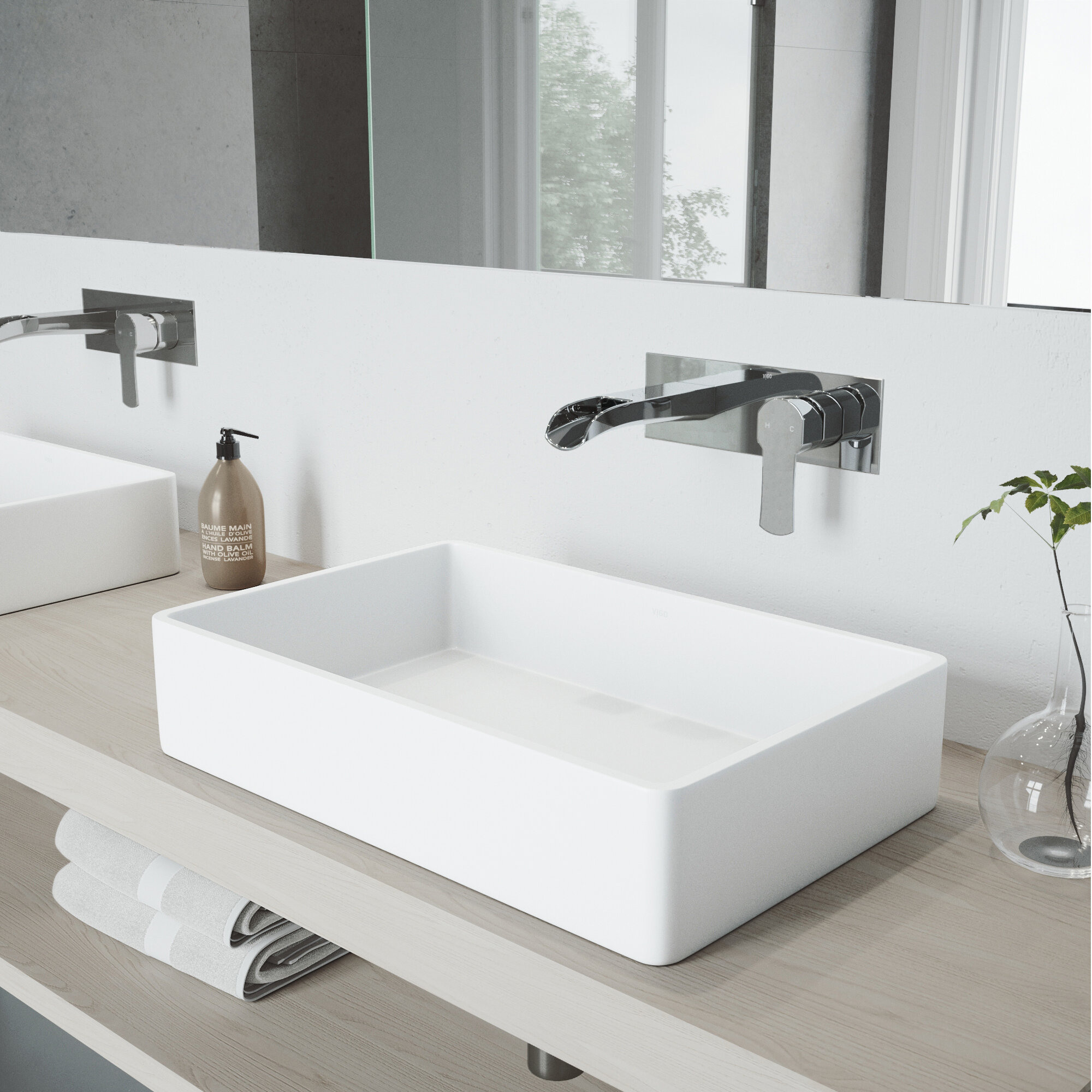 Vigo White Stone Rectangular Vessel Bathroom Sink With Faucet Reviews Wayfair