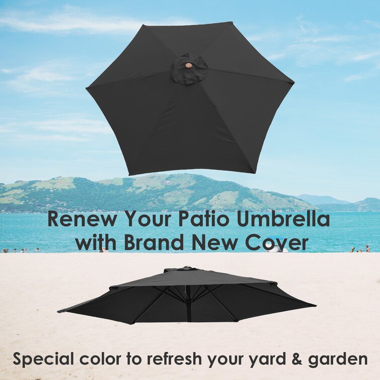 6.5x10ft Patio Umbrella Replacement Canopy Market Beach Oxford Top Cover Coffee