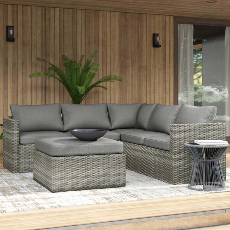 Latitude Run Owasso 4 Piece Rattan Sectional Seating Group ...