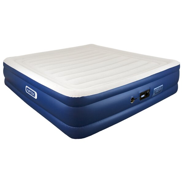 Blue Flocked Airbed ELECWISH Inflatable Air Mattress Double Size with Built-in Electric Pump