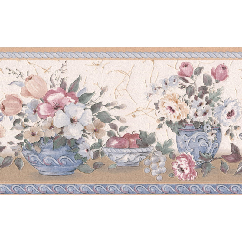 Retroart Flowers In Pots Floral 15 X 7 Wallpaper Border Wayfair
