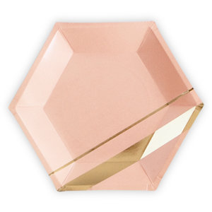 Hexagon Disposable Party Paper Dinner Plate (Set of 8)
