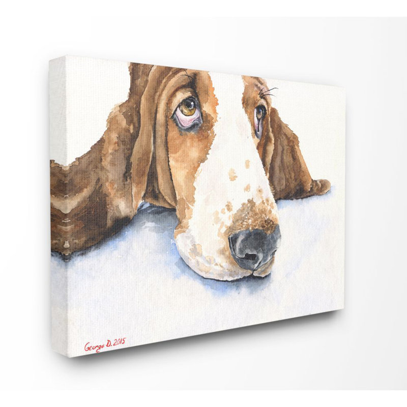 Charlton Home Cute Dog Head Basset Hound Pet Animal Watercolor
