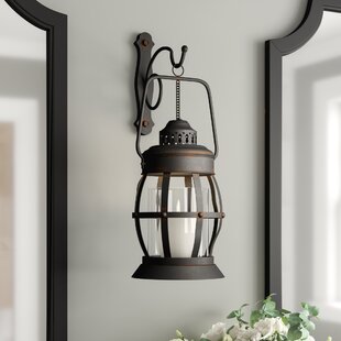 Candle Sconces w Mirror Pillar Wall Iron Metal Frame Decorative Black Set of 2 