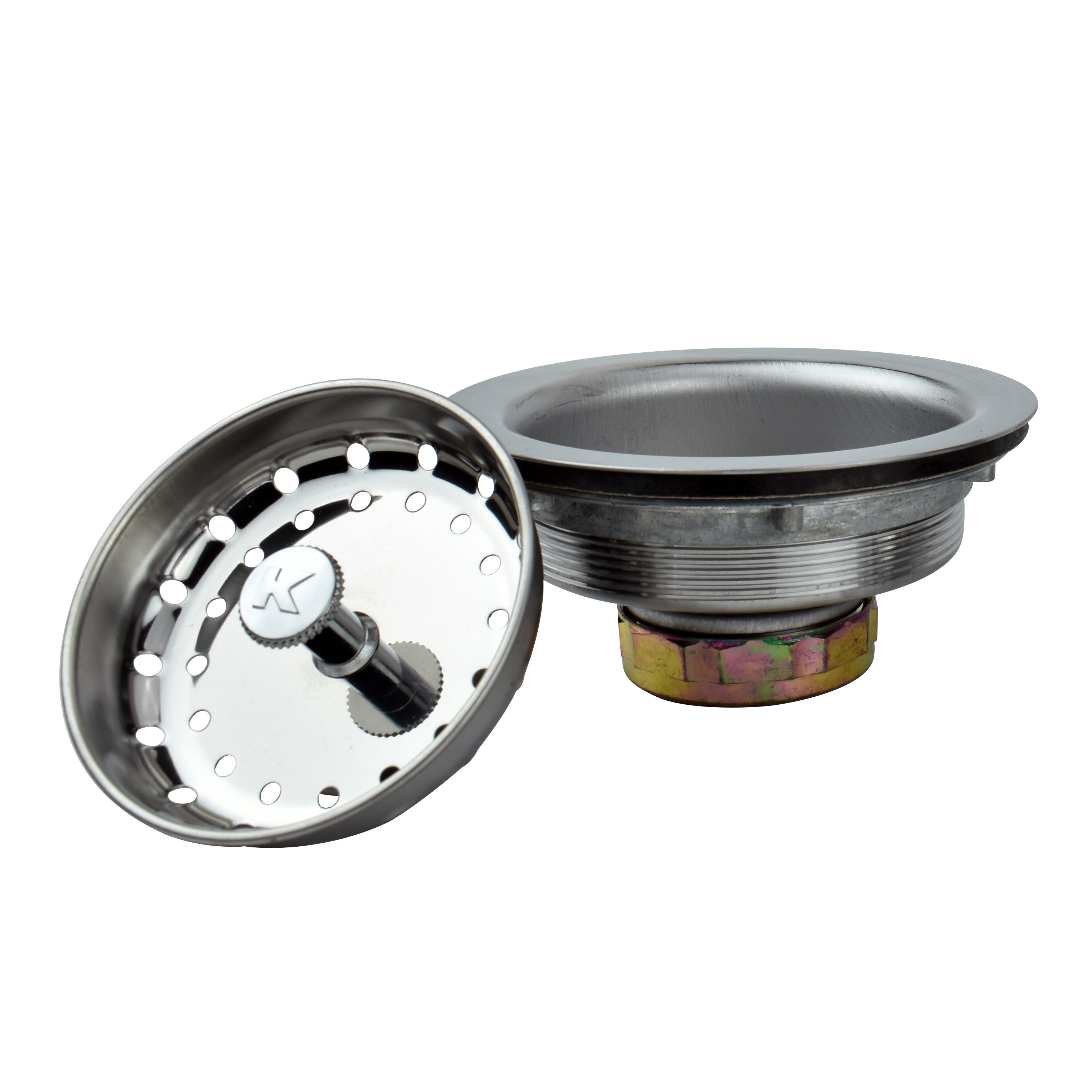 Durable Sink Strainer w/ Rolled Edge Fixed Post Basket for Black Composite Sinks