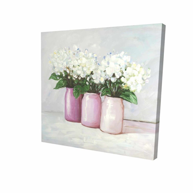 August Grove Hydrangea Flowers In Vases Oil Painting Print On