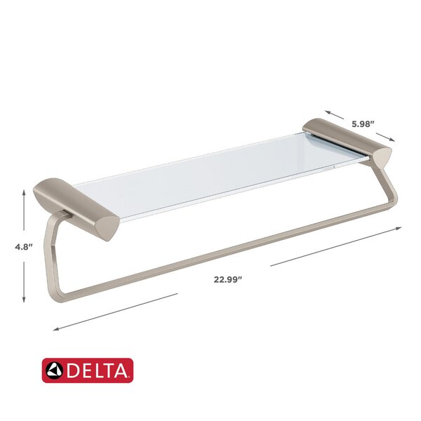Delta Zura 77480-PN 24" Bath Towel Bar w/ Glass Shelf Polished Nickel Finish 