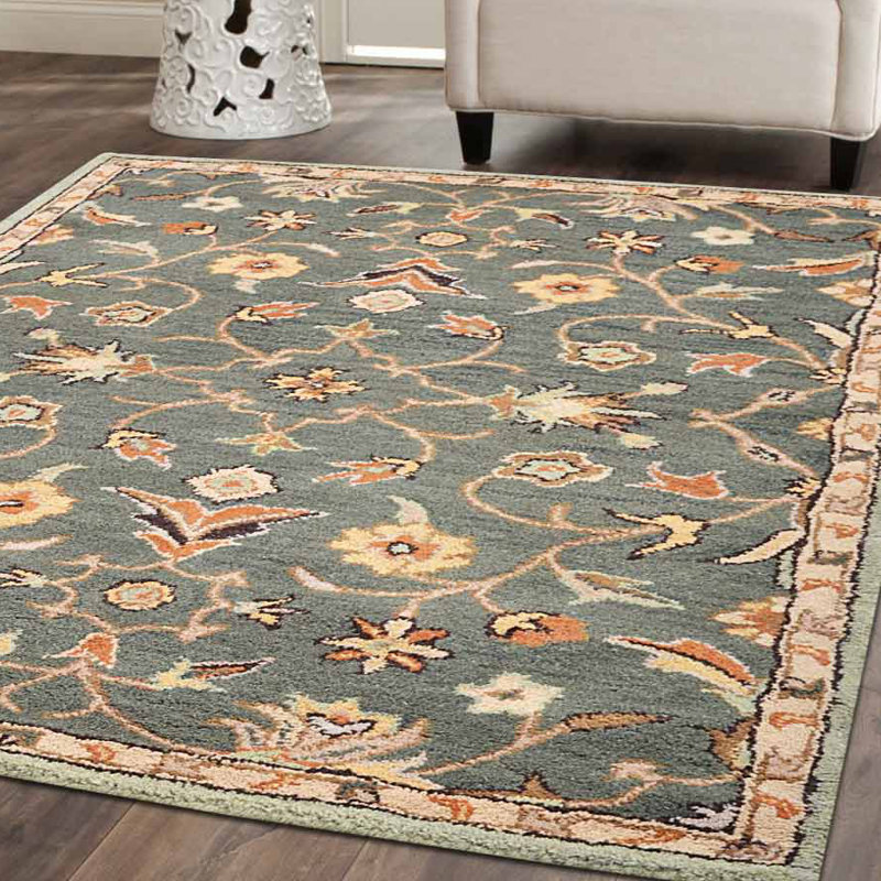 Charlton Home Beaconcrest Vintage Hand Tufted Wool Green Area Rug Beaconcrest Vintage Hand Tufted Wool Green Area Rug