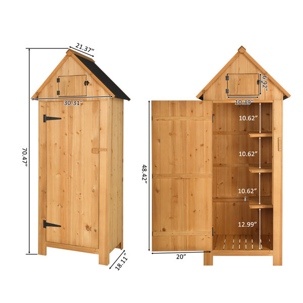 Fir 2 ft. 6 in. W x 1 ft. 10 in. D Solid Wood Storage Shed