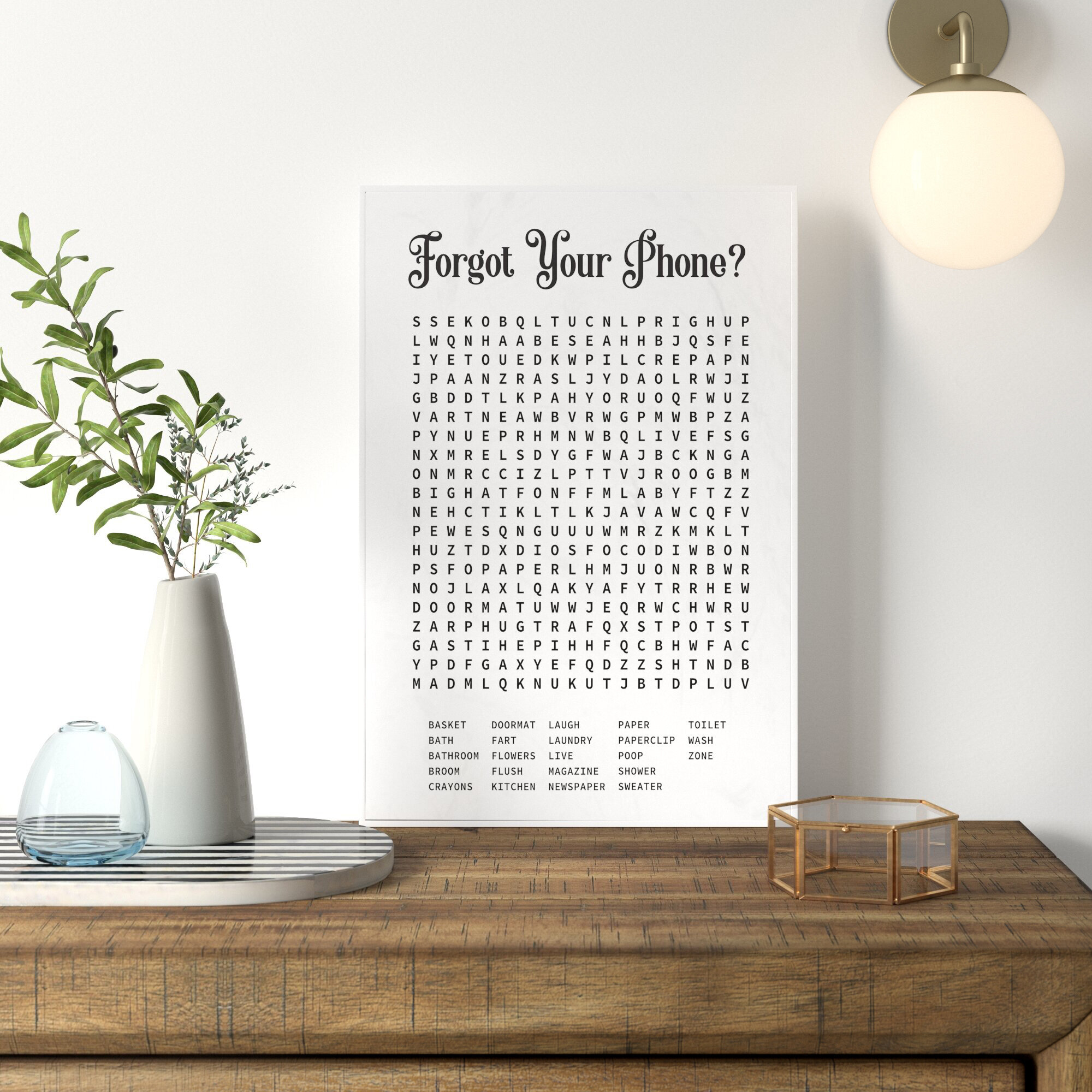 Mercury Row Phone Crossword Puzzle Bathroom Word Design Graphic Art Reviews Wayfair