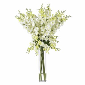 Delphinium Silk Flower Arrangement in White