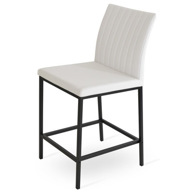 Zeyno Metal Bar  Counter Stool sohoConcept Seat Height Bar Stool 29 Seat Height Frame Color Chrome Upholstery White