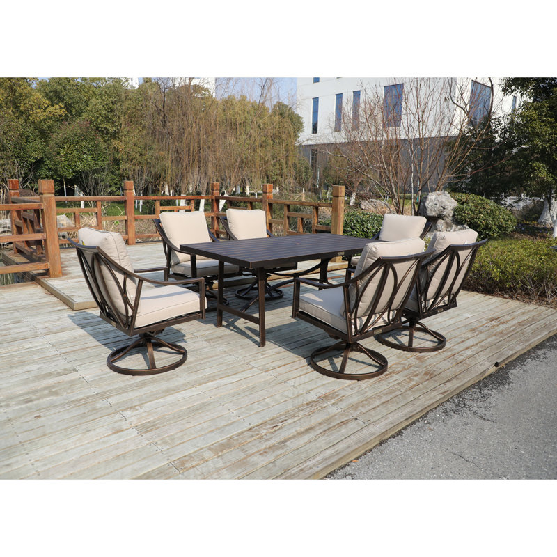 Canora Grey Rolla Outdoor 7 Piece Dining Set With Cushions Wayfair