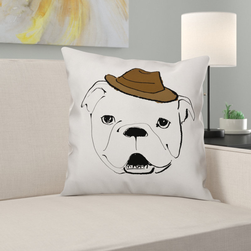East Urban Home Dog With Hat Throw Pillow In Cover Only Wayfair