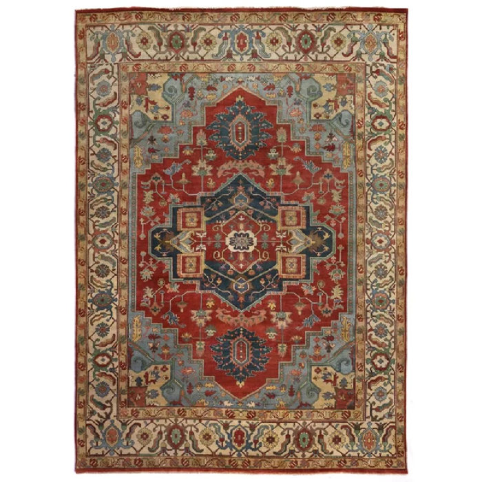 Serapi Hand Knotted Wool Dark Red Area Rug