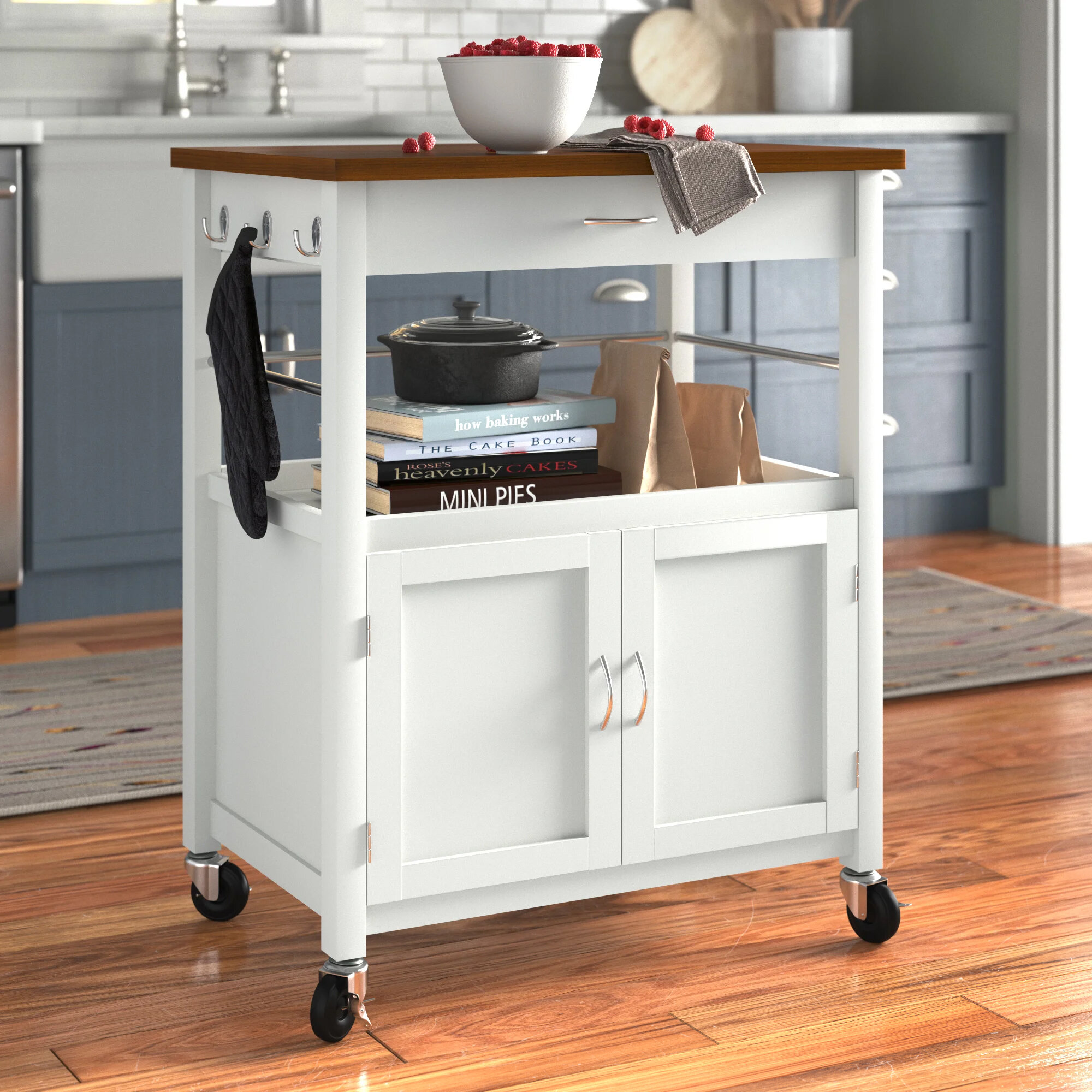 Andover Mills Mcconnell 28 75 Kitchen Cart With Locking Wheels Reviews Wayfair