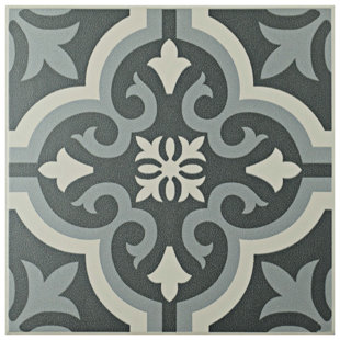 Printed Tile Wayfair Lima 7 75 X Ceramic Field Tile In Charcoal Gray White