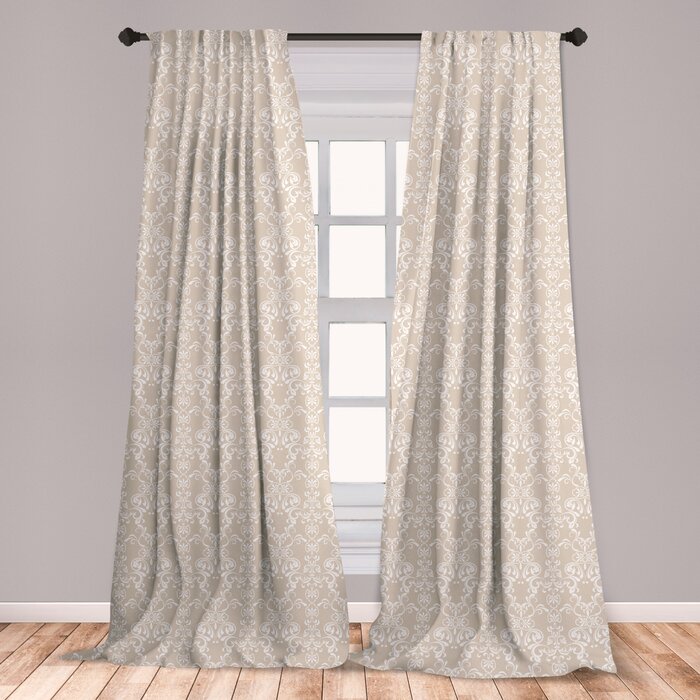 Ambesonne Beige Curtains Lace Inspired Floral Arrangement Traditional Foliage Pattern Ornate Romantic Design Window Treatments 2 Panel Set For