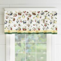 French country roosters valance Black and white checkered bottom.