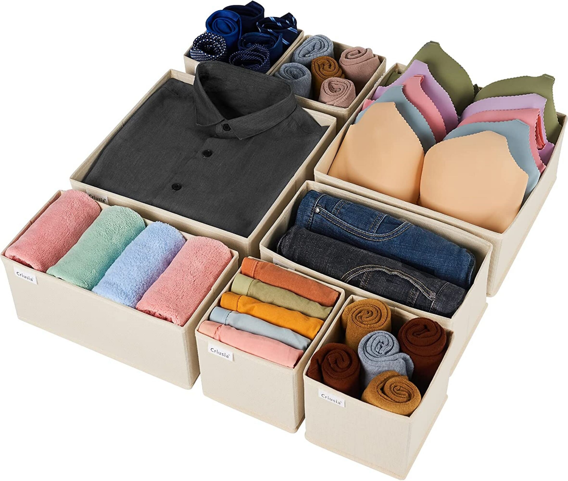 New 3 Pack Solution Drawer Divider Storage Box Organiser Tidy Sock Bra Wardrobe 