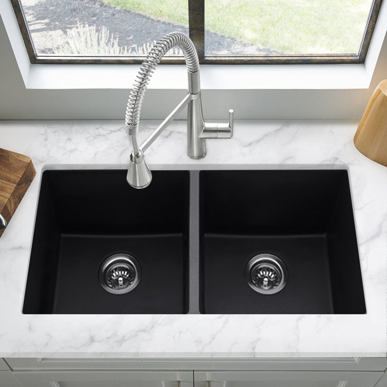 Renist Quartz 32 L X 18 W Double Basin Undermount Kitchen Sink Reviews Wayfair