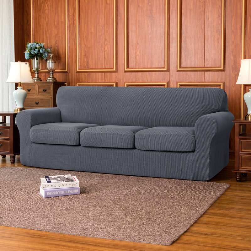 Latitude Run Soft Stretch Separate Box Cushion Sofa Slipcover Reviews Wayfair