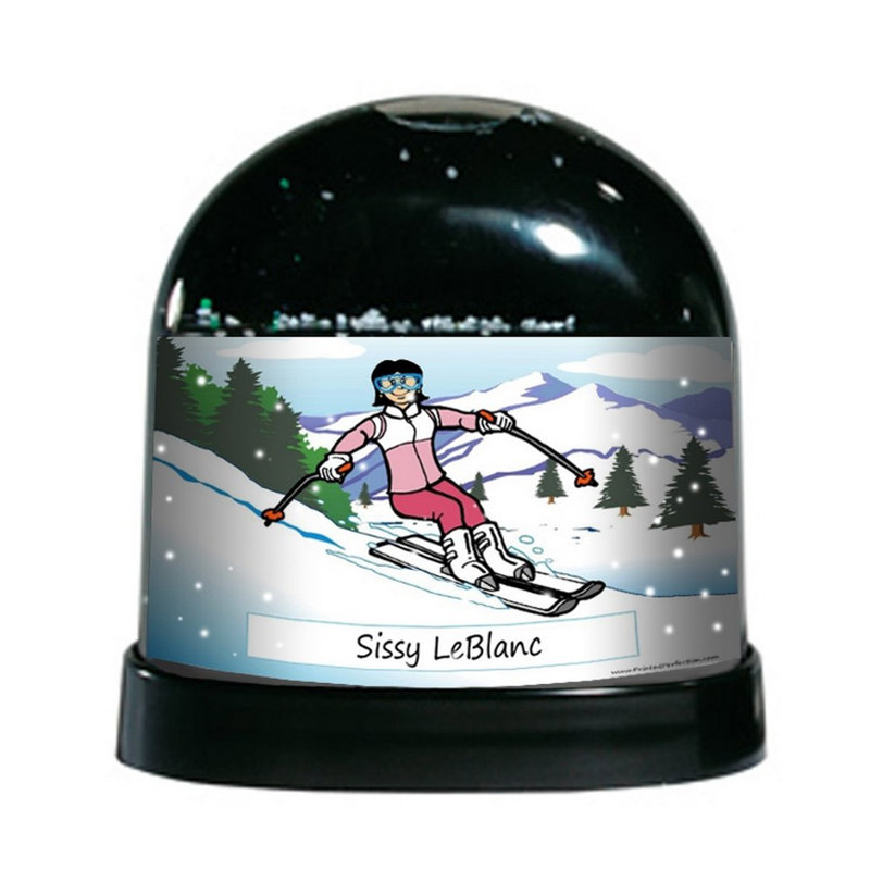 The Holiday Aisle Ntt Cartoon Caricature Female Snow Skier Snow Globe Wayfair