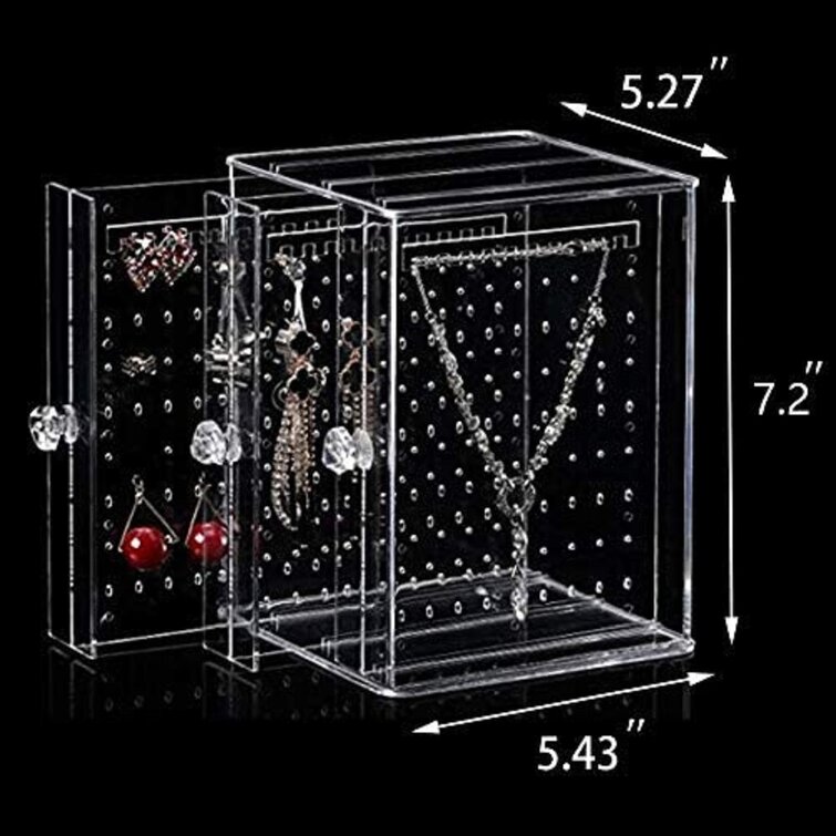 Orgrimmar Acrylic Jewelry Storage Box Earring Display Stand Organizer Holder with 3 Vertical Drawer Transparent 