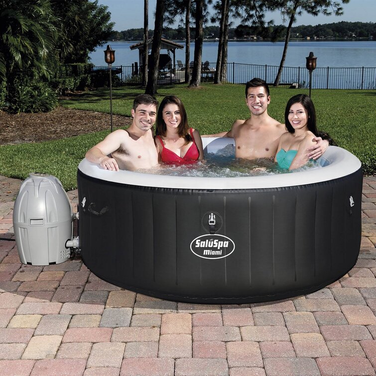 Coleman+4+ +Person+120+ +Jet+Round+Inflatable+Hot+Tub+in+Black