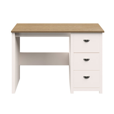 Anyelis Computer Desk - Traditional Desk with Attached 3-Drawer File Cabinet - For Home Office, Bedroom, Computer, or Craft Table