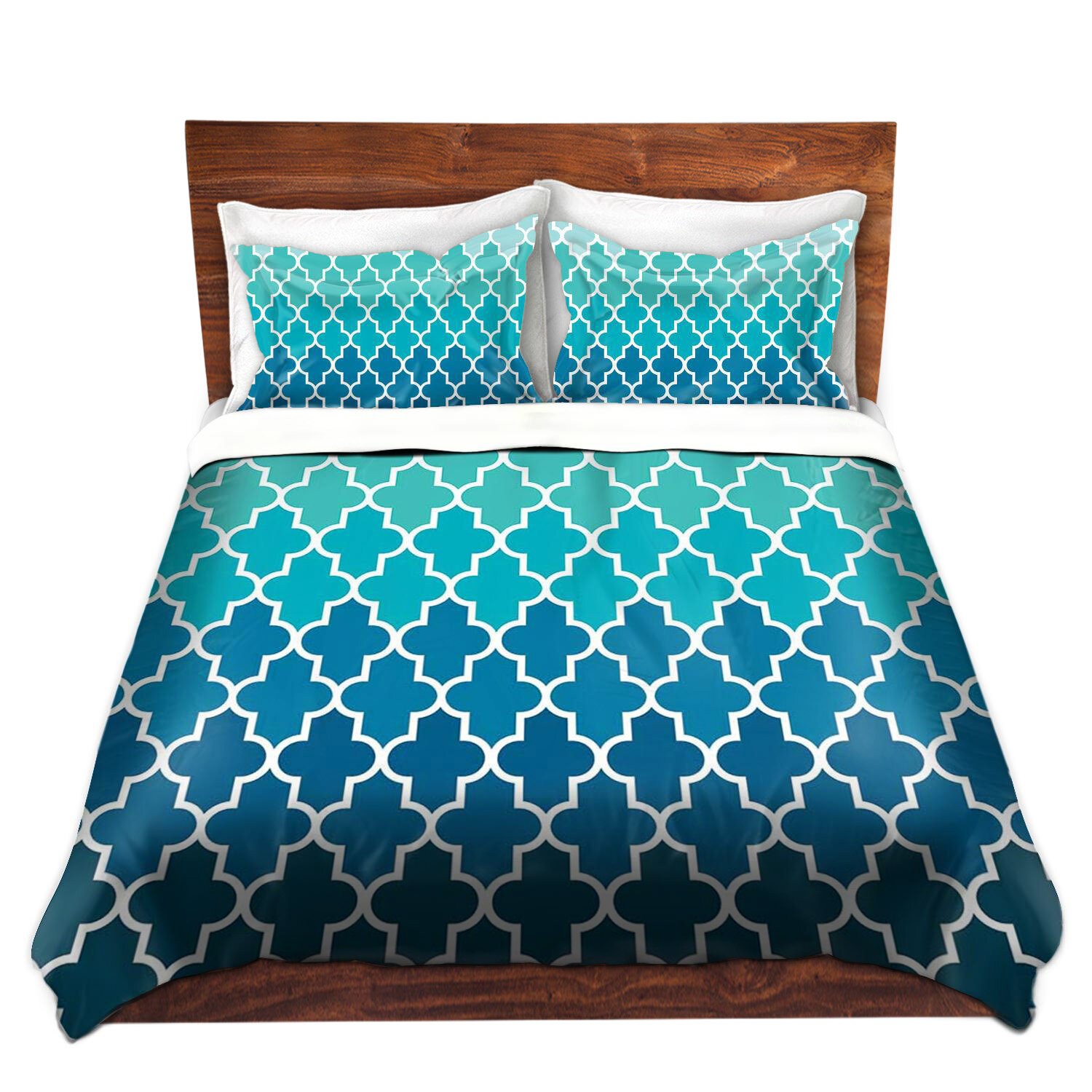 Ebern Designs Scranton Saturation Aqua Ombre Quatrefoil Microfiber