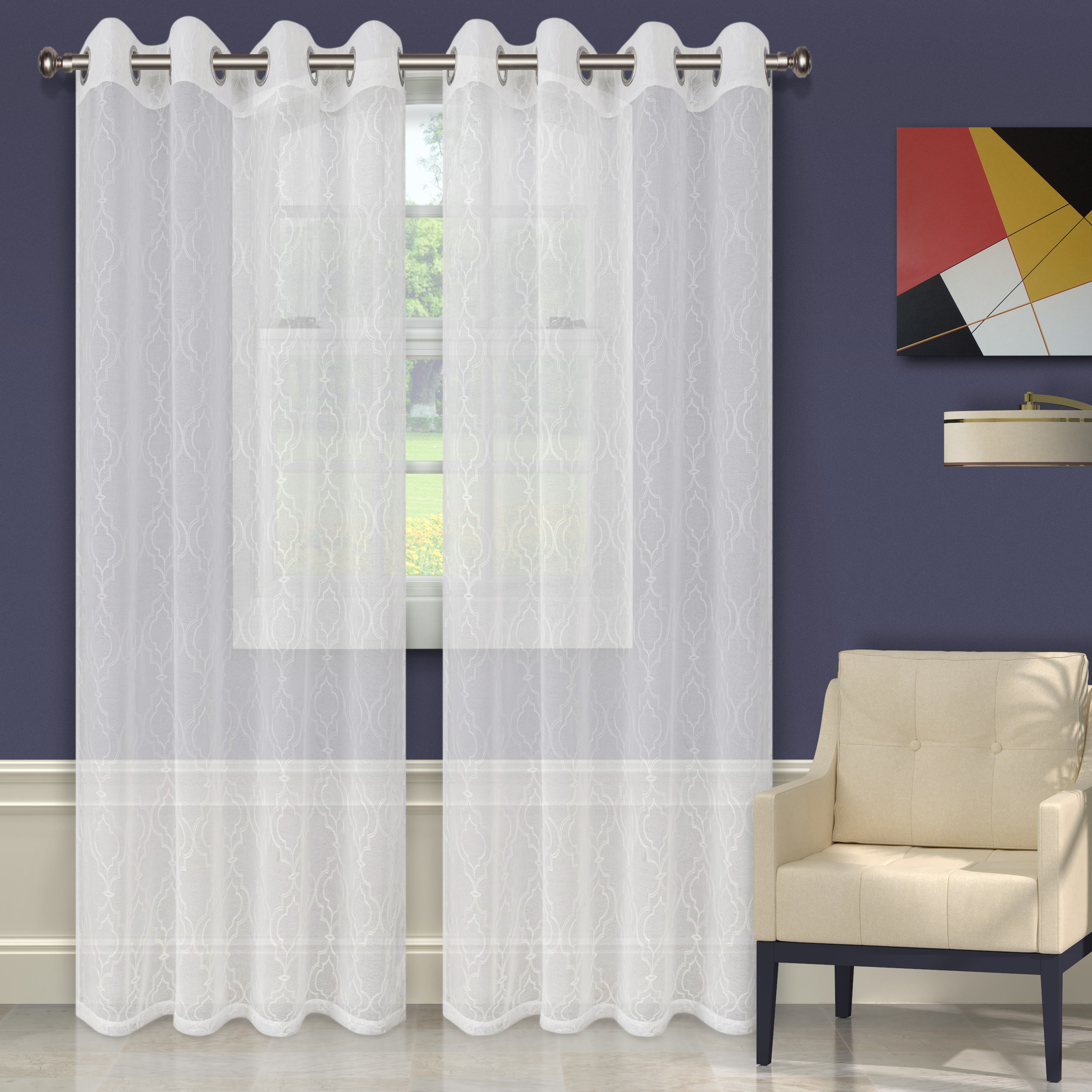 House Of Hampton Chesterhill Lightweight Imperial Trellis Sheer